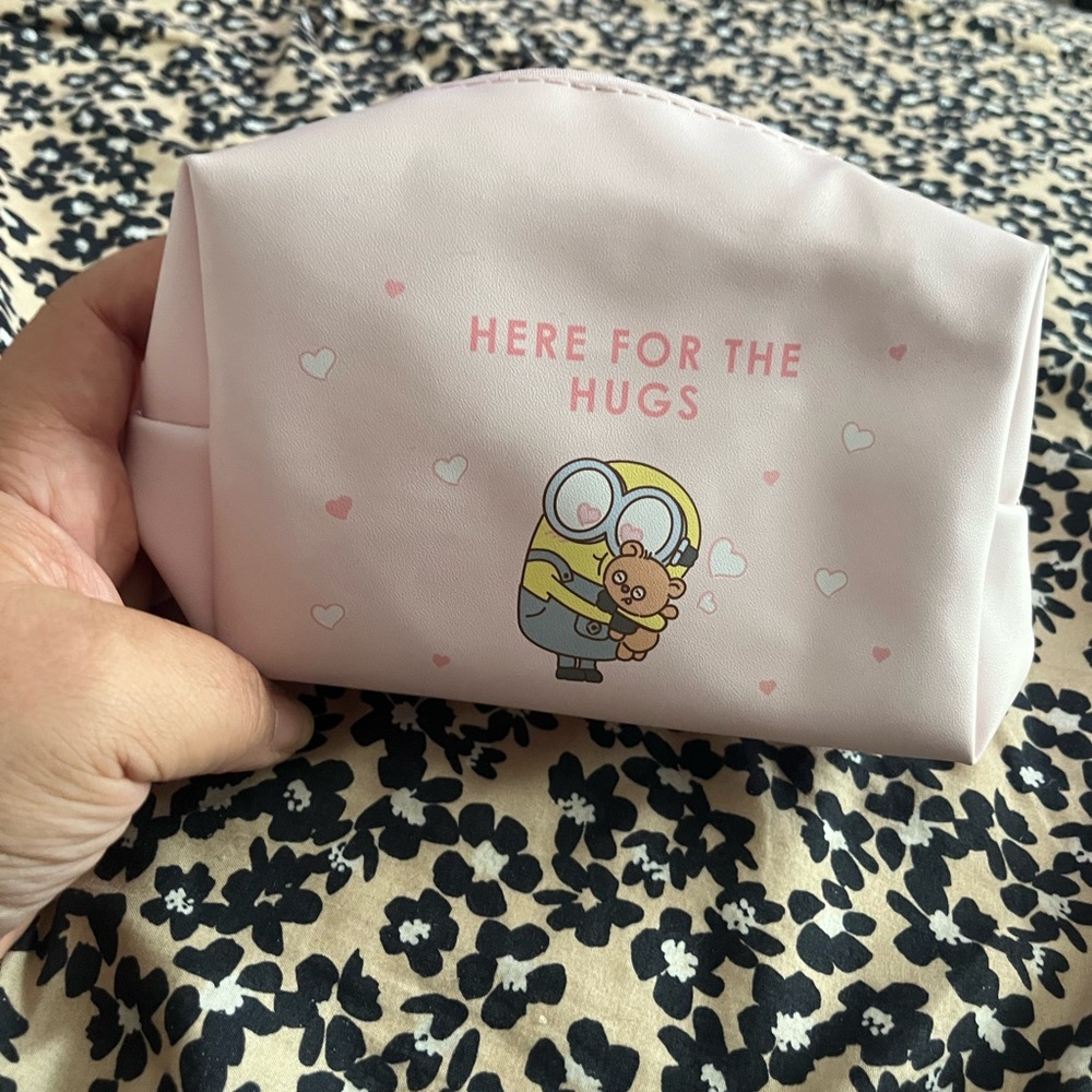 Pink Cosmetic Bag with Cartoon Design